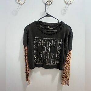We the free free people embellished long sleeve tee
